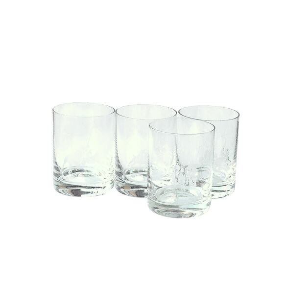 90s Ralph Lauren Polo Scene DOF Crystal Whiskey Cocktail Glass Set of 4 with Box - Picture 1 of 12